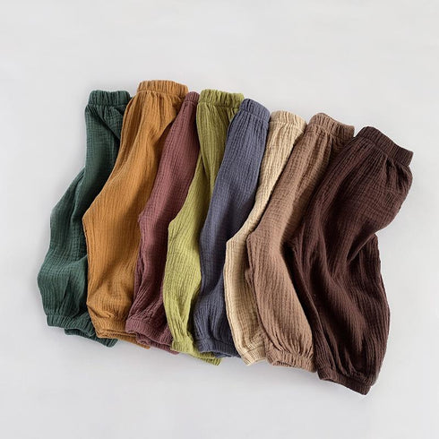 Double Layer Cotton Sand Anti Mosquito Pants Children's Summer Retro Cotton Pants
